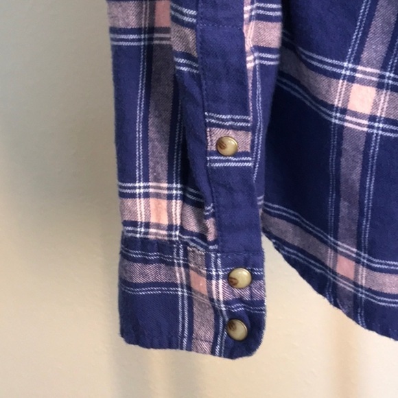 JACHS GIRLFRIEND STONE Medium Comfort Stretch Flannel Tortoise Snap Shirt Cabin - Picture 6 of 11